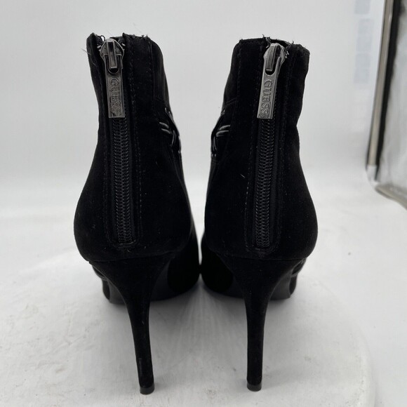 Guess Ankle Boots Womens Size 9.5 Black Suede Zip Up 4" High Heels - Picture 7 of 11